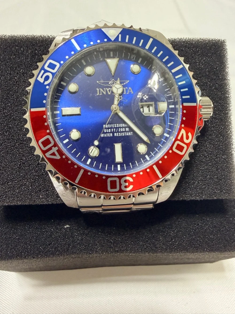 Invicta Professional Diver Watch - Blue Dial with Red & Blue Bezel